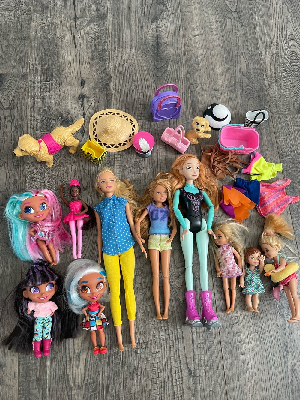 Frozen Anna Fashion Doll Lot w/ Small Dolls Clothes & Accessories